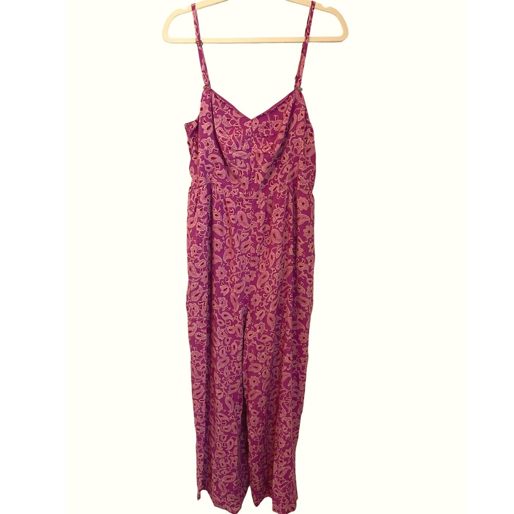 Knox‎ Rose Size L Purple Paisley Sleeveless Wide Leg Jumpsuit NWT